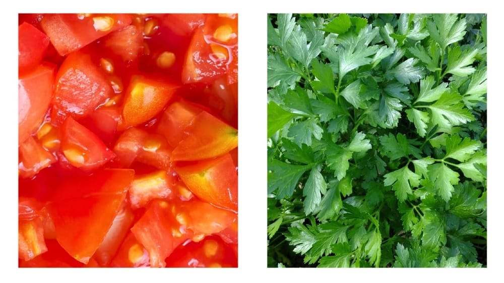 Tomato pulp and parsley are key ingredients to making stuffed tomatoes.